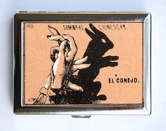 Estuche para cigarrillos El Conejo con diseño de sombra de animal, billetera y tarjetero