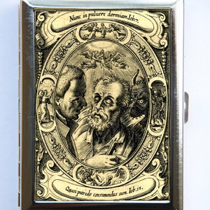Memento Morindo hombre Cigarette Case Wallet Tarjeta de visita Holder psychobilly gótico punk extraña muerte