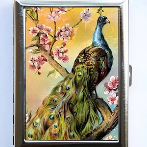 Pfau Kirschblüten Zigarettenetui Visitenkartenhalter