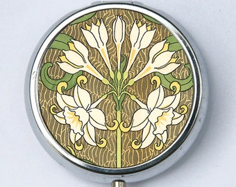 Art Nouveau Floral PiLL case pillbox pill holder flowers