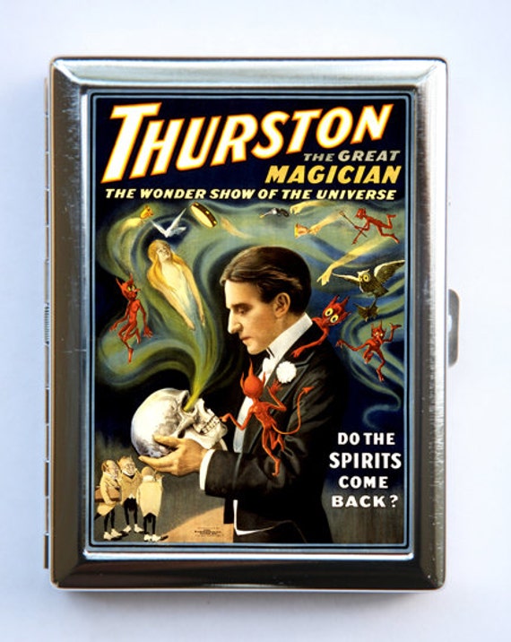 Vintage Magician Poster Cigarette Case Wallet Business Card Holder Spirits  Devils