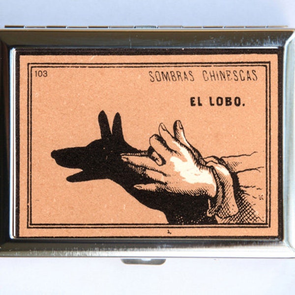 El Lobo Wolf Shadow Aninmal Cigarette Case Wallet Business Card Holder