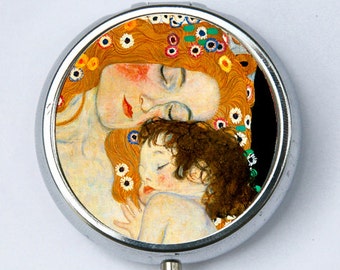 Klimt Mother and Daughter pillbox Pill case box holder Art Nouveau