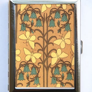 Jugendstil Glocke Blume und Schmetterlinge Floral Zigarette Fall Brieftasche Visitenkartenhalter