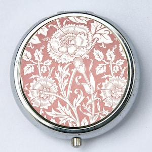 Art Nouveau Floral pink Pill case pillbox pill holder floral design pattern