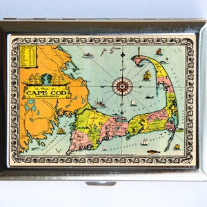 Cape Cod Cigarette Case Wallet Visitenkarte Halter id Fall Atlas Karte