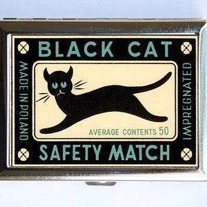 Schwarze Katze Sicherheit Match Zigarettenetui Brieftasche Visitenkartenhalter