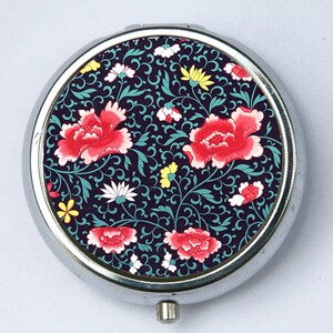 Floral Pattern #1 PiLL case pillbox pill holder flowers blue pink