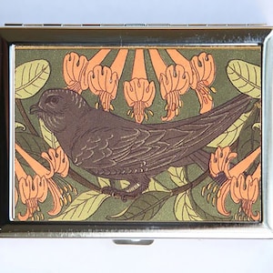 Estuche para cigarrillos estilo Art Nouveau con diseño floral de Brid en color negro y tarjetero