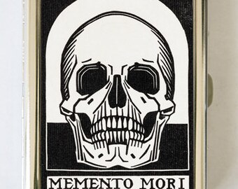 Memento Mori Skeleton Cigarette Case Wallet Business Card Holder