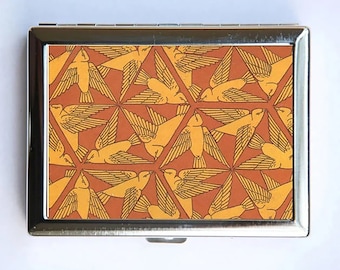 Art Nouveau Birds Cigarette Case Wallet Business Card Holder