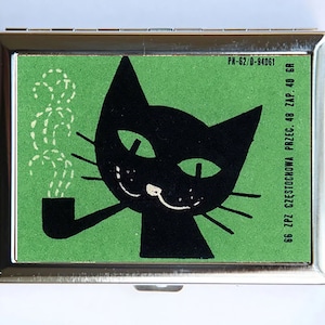 Zigarettenetui schwarze Katze Smoking Portemonnaie Visitenkartenhalter