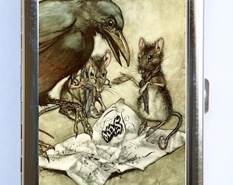 Crow and Mice Cigarette Case Wallet Business Card Holder fairytale