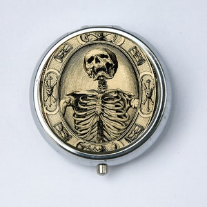 Memento Mori Skeleton Pill Case pillbox holder box psychobilly gothic punk odd death