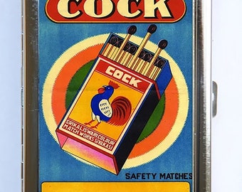Cock Safety Match Cigarette Case Wallet Business Card Holder