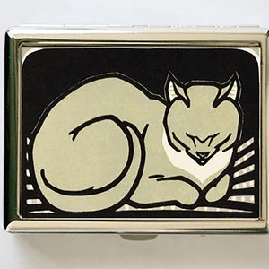 Porte-cartes de visite portefeuille chat gris avec étui à cigarettes