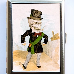 Esqueleto Fumar Caja de cigarrillos Monedero Titular de la tarjeta de visita psychobilly gothic punk odd death