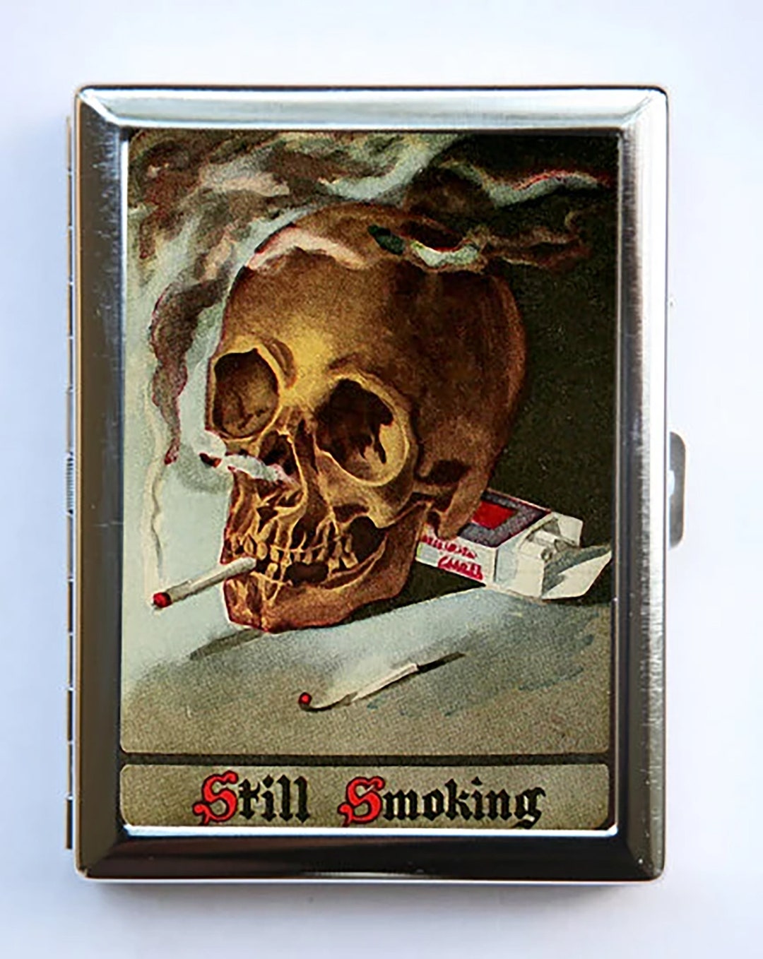 Smoking Skull Cigarette Case Wallet Business Card Holder - Etsy