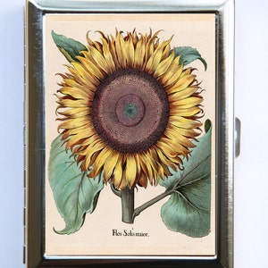 Sunflower Flower Cigarette Case Wallet Business Card Holder cute botanical floral