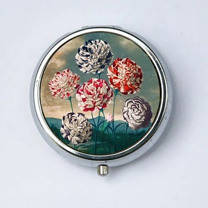 Carnations Flower Pill Case pillbox holder botanical