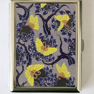 Estuche para cigarrillos con diseño de mariposas y tarjetero