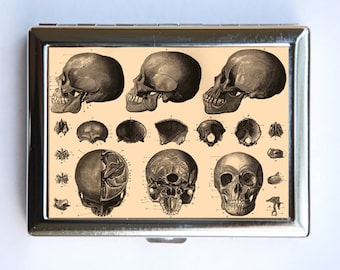 Anatomy Skulls Cigarette Case Wallet Business Card Holder gothic victorian medical