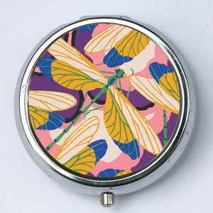 Art Nouveau Dragonflies Pill case pillbox pill holder design Pattern