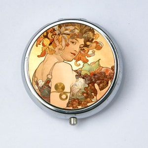 Art Nouveau Fruit PILL CASE pillbox pill holder mucha