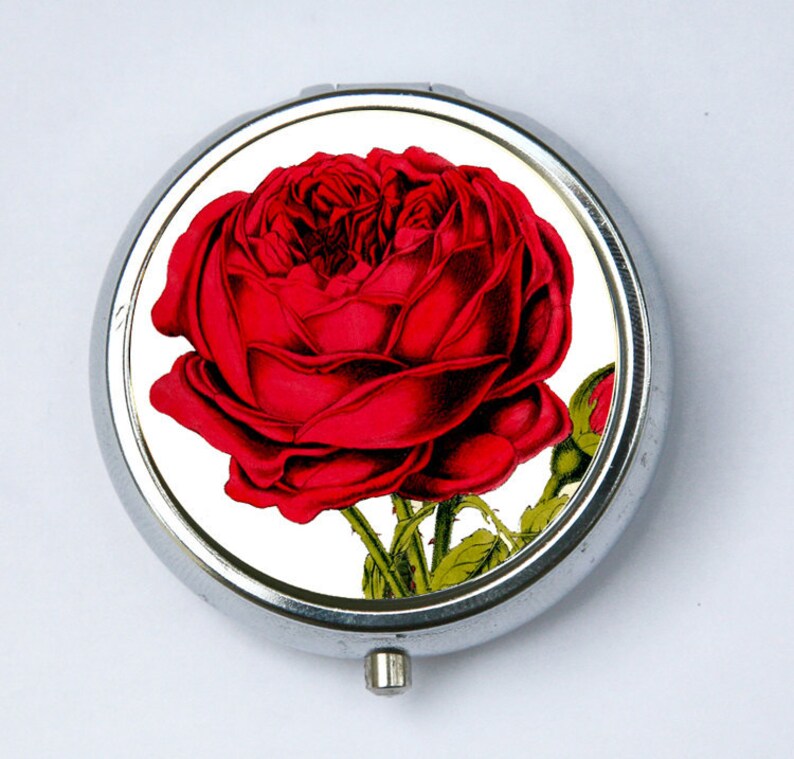 Red Rose Pillbox Pill Case PILL Box Holder Flowers Love Pretty Etsy