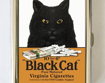 Black Cat Cigarette Case Wallet Business Card Holder
