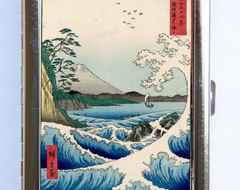 Sea at Satta Waves Cigarette Case Wallet Business Card Holder japanese tattoo woodblock