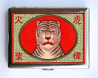 Tiger Safety Match Cigarette Case Wallet Business Card Holder