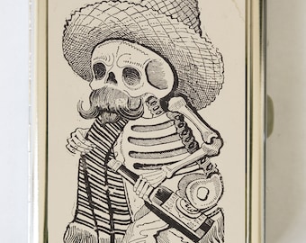 Calavera of Francisco Madero Cigarette Case Wallet Business Card Holder