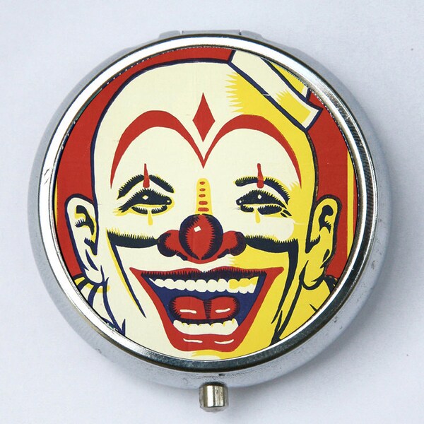 Circus Clown PILL case pillbox pill box holder sideshow