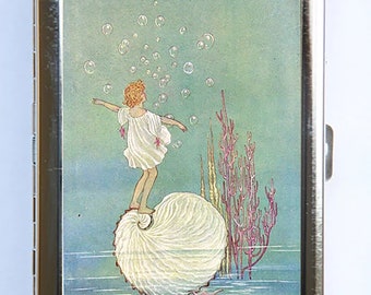 Child on a Shell Bubbles Cigarette Case id case Wallet Business Card Holder