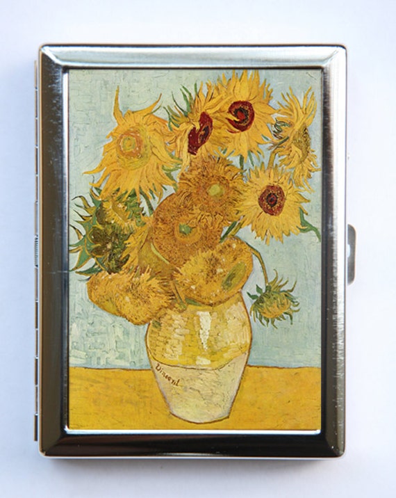 Sunflowers Cigarette Case Wallet Business Card Holder Fine Art Painting Van  Gogh