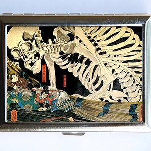 Estuche para cigarrillos Takiyasha, la bruja y el esqueleto, billetera, tarjetero, tatuaje, xilografía