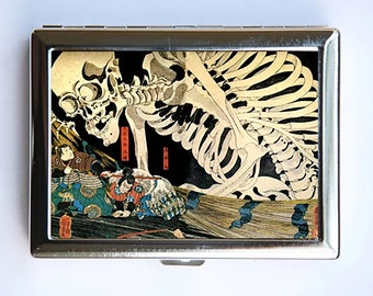 Takiyasha the Witch and the Skeleton Cigarette Case Wallet Business Card Holder  tattoo woodblock