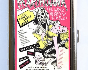 Marihuana Story Spanish Poster Cigarette Case Wallet Business Card Holder pulp weird anti drug