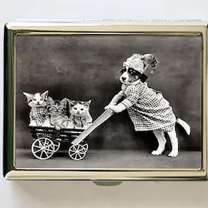 Hund und Katzen Kätzchen Zigarettenetui Brieftasche Visitenkartenhalter