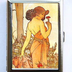 Alphonse Mucha Nelken Zigarette Fall id Fall Brieftasche Visitenkarte Halter