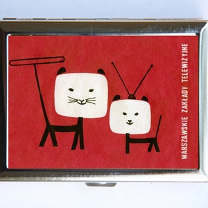 Estuche para cigarrillos con cerillas de seguridad y tarjetero para tarjetas de presentación con diseño de TV Cats