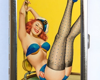 Pin up pinup Sailor Cigarette Case Wallet Business Card Holder retro rockabilly