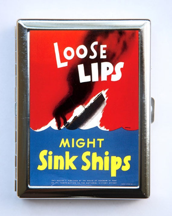 world war 2 cigarette case Loose Lips Might Sink Ships Poster Cigarette Case Wallet Business Card Holder  World War 2 Poster