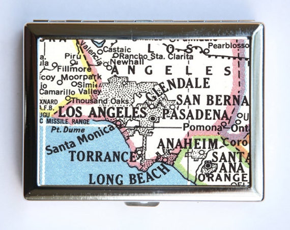 Los Angeles Map Cigarette Case Wallet Business Card Holder Id Case La Map  so Califonia