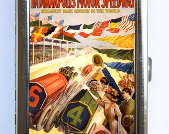 Retro Indianapolis Motor Speedway Cigarette Case Wallet Business Card Holder id case car racing