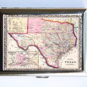 Texas Map Cigarette Case Wallet Business Card Holder id case atlas map Austin