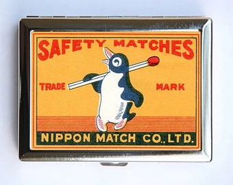 Penguin Safety Match Cigarette Case Wallet Business Card Holder