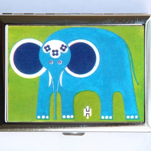 Titular de la tarjeta de visita de la cartera de elefante azul de la caja del cigarrillo