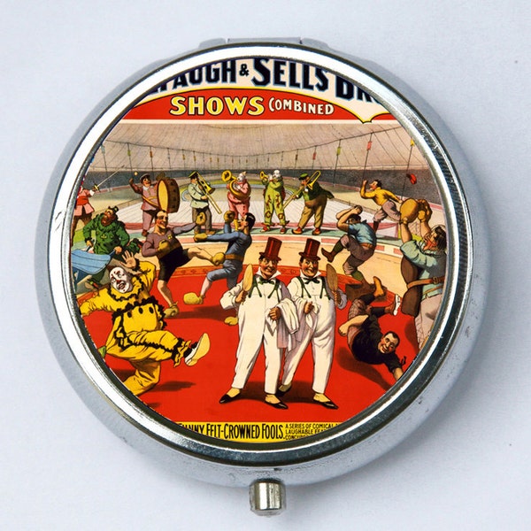 Circus PILL CASE pillbox pill box holder circus sideshow boxers clowns